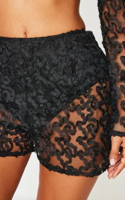 Petite Black Textured Woven Shorts