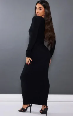 Petite Black Towelled Maxi Dress