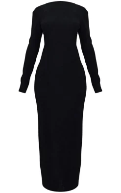 Petite Black Towelled Maxi Dress