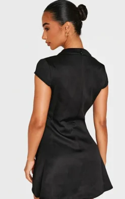 Petite Black Woven Structured Shift Dress