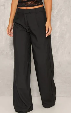 Petite Black Woven Tailored Wide Leg Pants