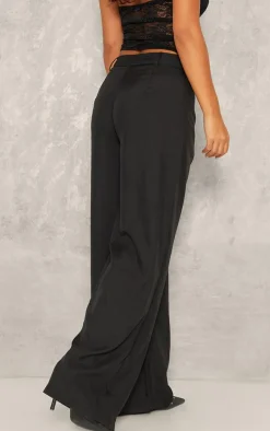 Petite Black Woven Tailored Wide Leg Pants