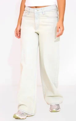 Petite Bleach Wash Denim Straight Leg Jeans