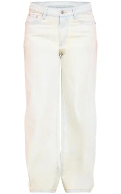 Petite Bleach Wash Denim Straight Leg Jeans