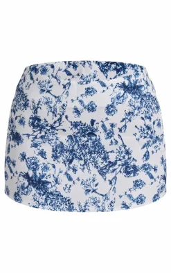 Petite Blue Floral Print Mini Skirt