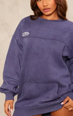 Petite Blue Oversized Sweater Dress