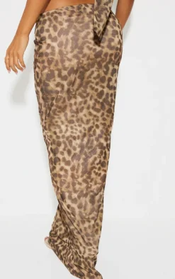 Petite Brown Leopard Maxi Skirt