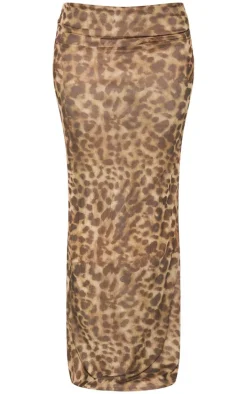 Petite Brown Leopard Maxi Skirt