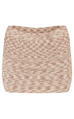 Petite Brown Marl Knit Mini Skirt