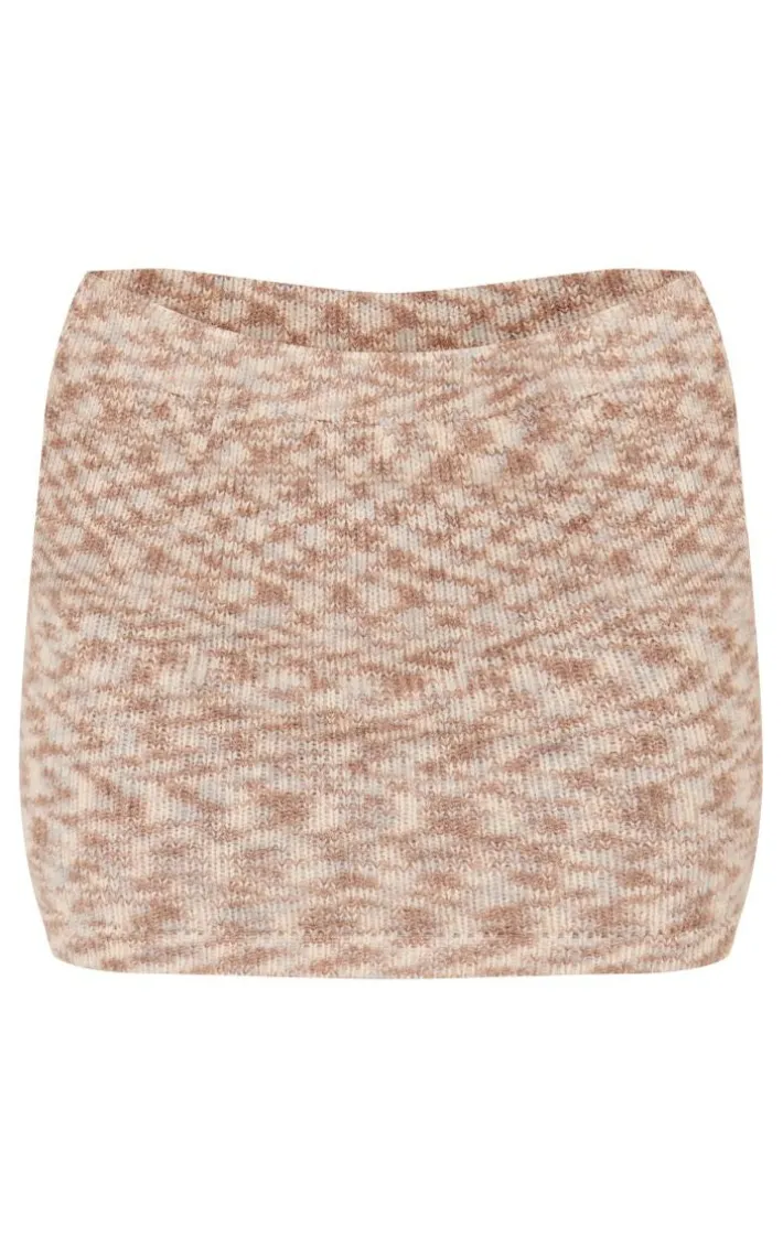 Petite Brown Marl Knit Mini Skirt
