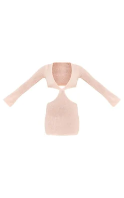 Petite Candy Pink Knitted Cut Out Mini Dress