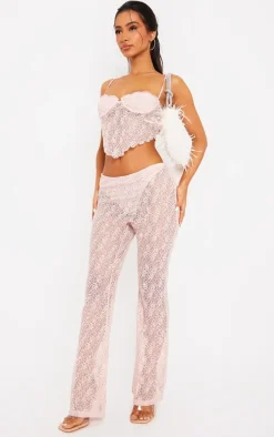 Petite Candy Pink Lace Pants