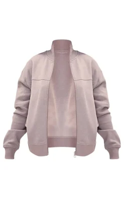 Petite Charcoal Grey Seam Detail Zip Up Track Top