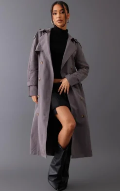 Petite Charcoal Oversized Trench Coat