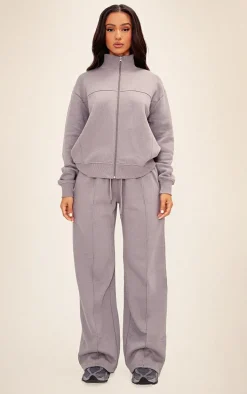 Petite Charcoal Seam Detail Straight Leg Sweatpants