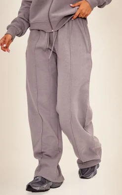 Petite Charcoal Seam Detail Straight Leg Sweatpants