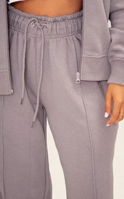 Petite Charcoal Seam Detail Straight Leg Sweatpants