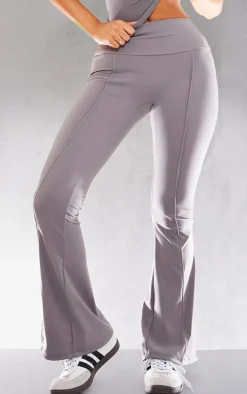 Petite Charcoal Snatched Sculpt Seam Detail Flared Pants