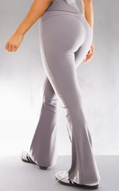 Petite Charcoal Snatched Sculpt Seam Detail Flared Pants