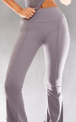 Petite Charcoal Snatched Sculpt Seam Detail Flared Pants