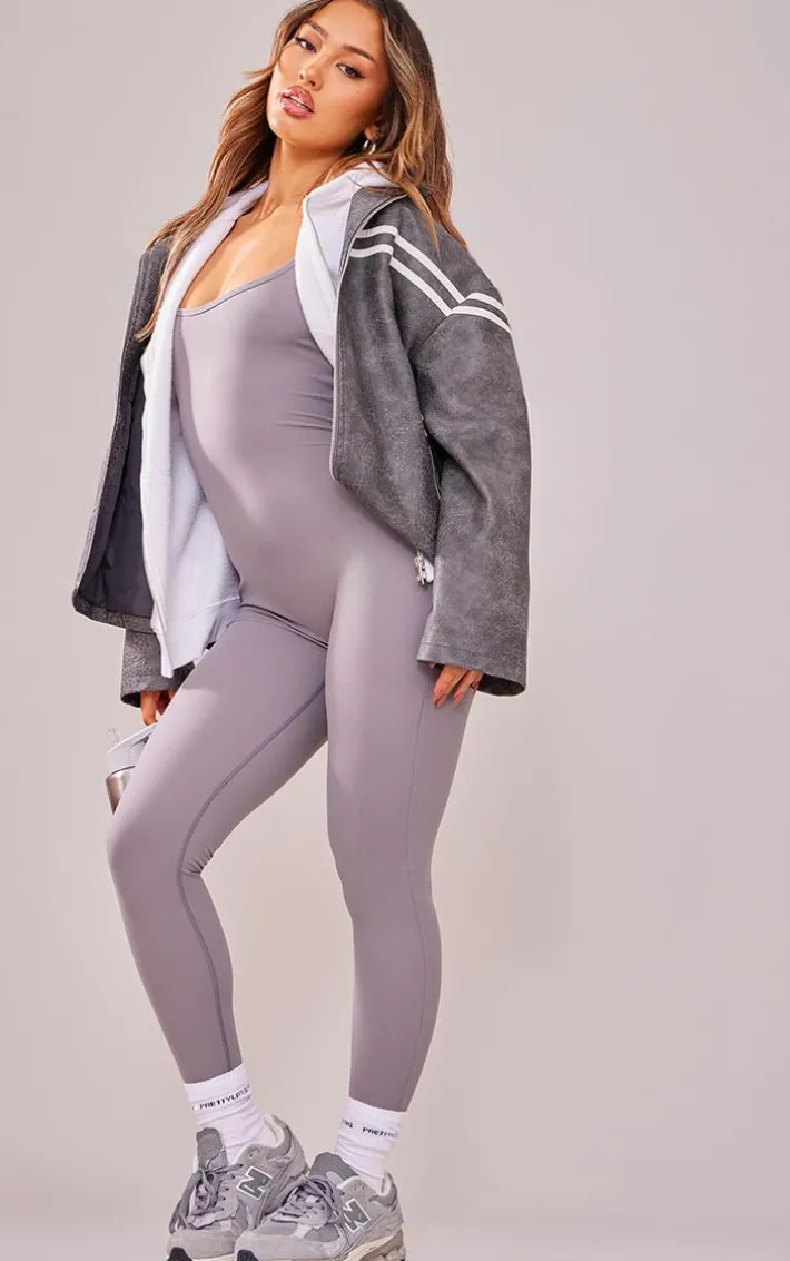 Petite Charcoal Strappy Snatched Sculpt Jumpsuit