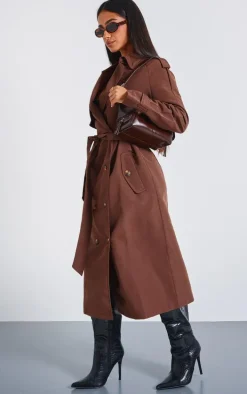 Petite Chocolate Oversized Trench Coat