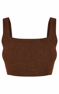 Petite Chocolate Rib Knit Crop Top