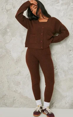 Petite Chocolate Rib Knit Leggings