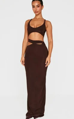 Petite Chocolate Slinky Strappy Crop Top