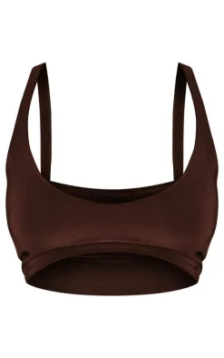 Petite Chocolate Slinky Strappy Crop Top