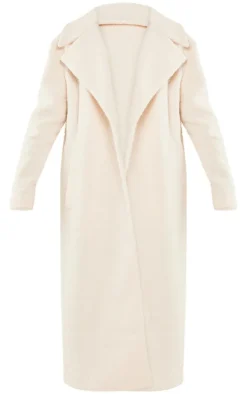 Petite Cream Borg Maxi Coat