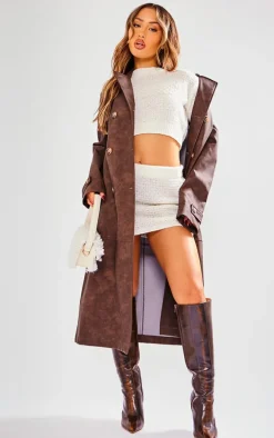 Petite Cream Boucle Cap Sleeve Crop Top