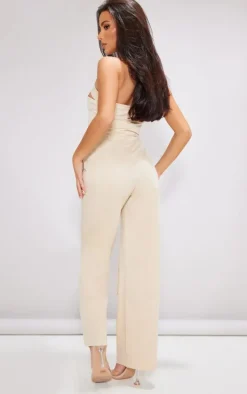 Petite Cream Corset Detail Cargo Jumpsuit