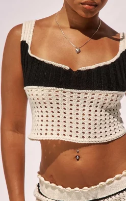 Petite Cream Crochet Knitted Crop Top