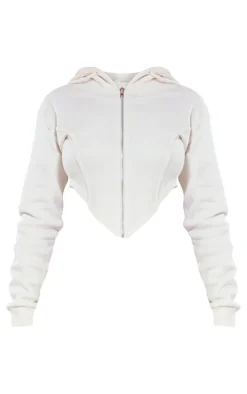 Petite Cream Dipped Hem Hoodie