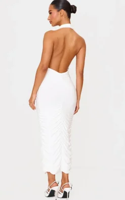 Petite Cream Double Slinky Plunge Maxi Dress