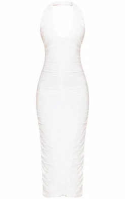 Petite Cream Double Slinky Plunge Maxi Dress