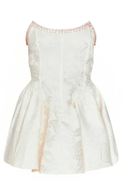 Petite Cream Embellished Bandeau Micro Mini Dress