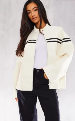 Petite Cream Faux Leather Biker Jacket