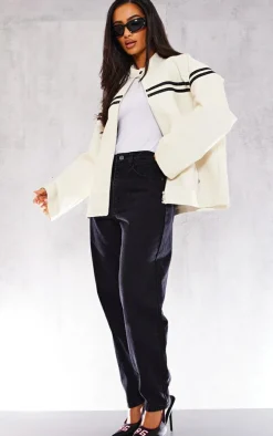 Petite Cream Faux Leather Biker Jacket