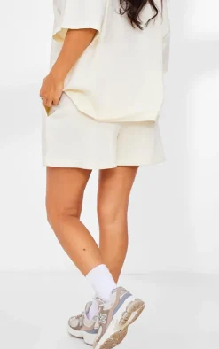 Petite Cream Graphic Runner Shorts