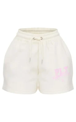 Petite Cream Graphic Runner Shorts