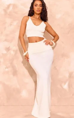 Petite Cream Knitted Crop Top