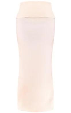 Petite Cream Knitted Fold Over Waistband Maxi Skirt