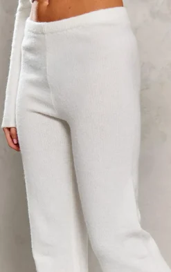 Petite Cream Knitted High Waisted Flares