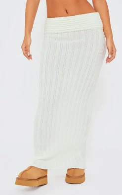 Petite Cream Low Waist Knitted Maxi Skirt