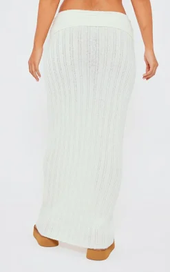 Petite Cream Low Waist Knitted Maxi Skirt