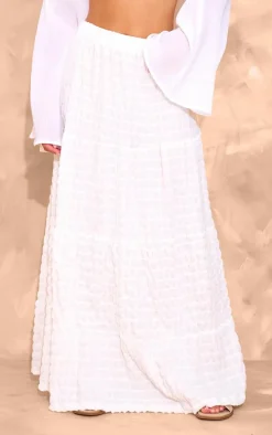 Petite Cream Low Waist Textured Maxi Skirt