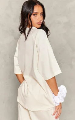 Petite Cream Oversized T-shirt