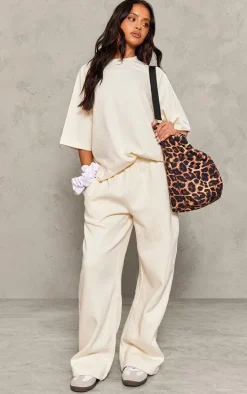 Petite Cream Oversized Wide Leg Sweatpants